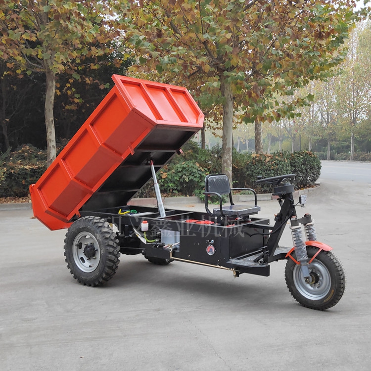 礦用三輪電動翻斗車出口裝箱中